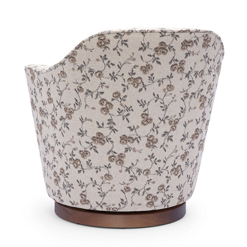 Skyla Beige Floral Jacquard Swivel Accent Chair