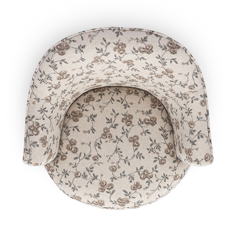 Skyla Beige Floral Jacquard Swivel Accent Chair