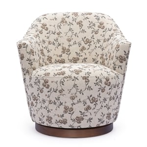 Skyla Beige Floral Jacquard Swivel Accent Chair