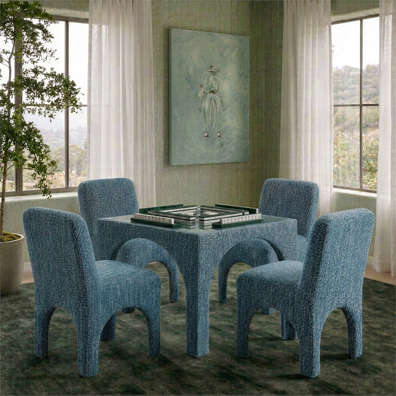 Tomlin Teal Knubby Performance Fabric Dining Chair