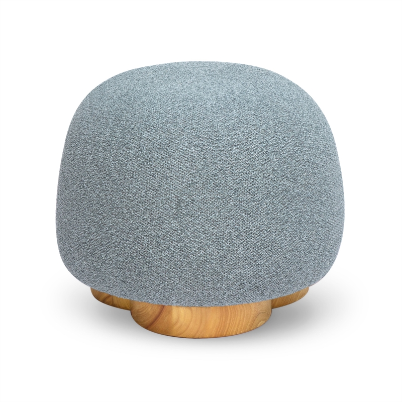 Oopa Blue Boucle Performance Swivel Ottoman