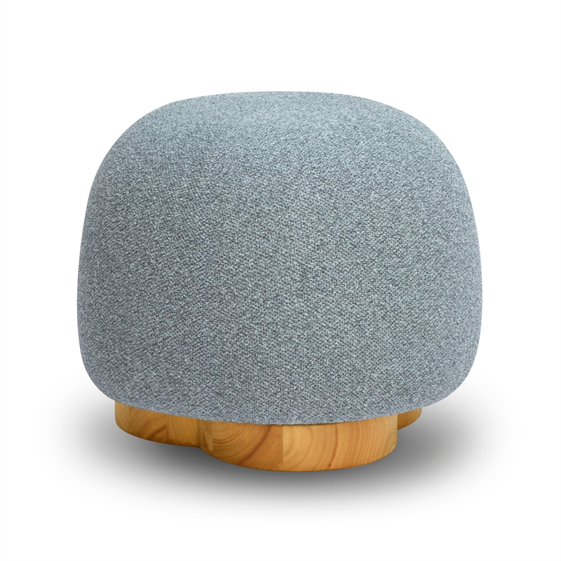 Oopa Blue Boucle Performance Swivel Ottoman