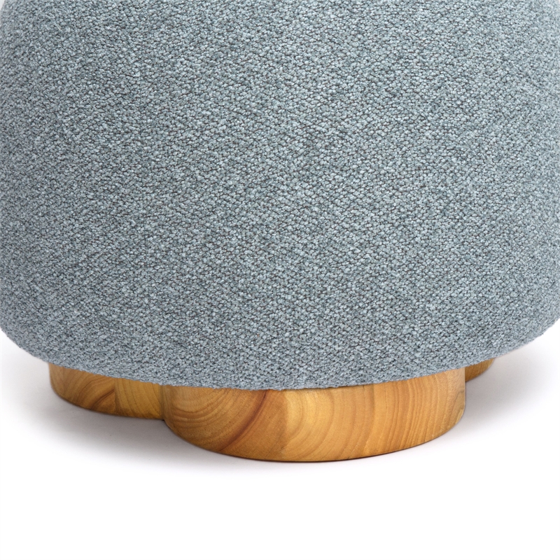 Oopa Blue Boucle Performance Swivel Ottoman