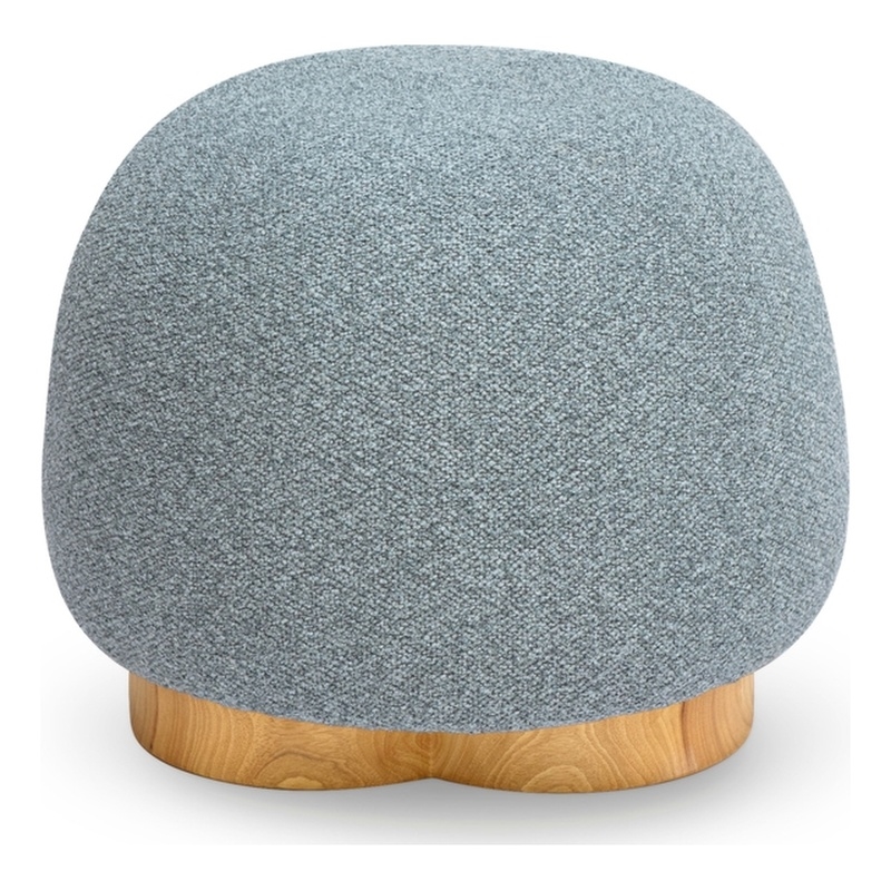 Oopa Blue Boucle Performance Swivel Ottoman