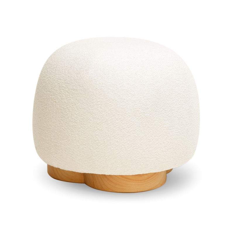 Oopa Cream Boucle Performance Swivel Ottoman
