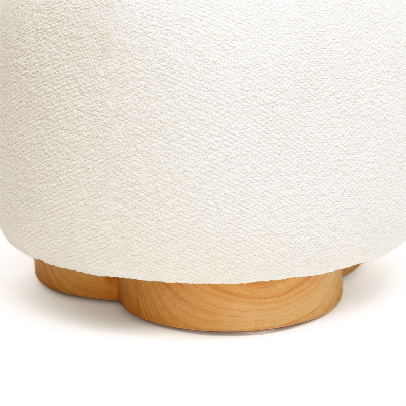 Oopa Cream Boucle Performance Swivel Ottoman