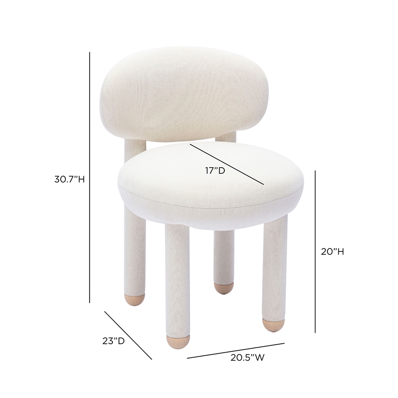Manu Cream Performance Chenille Dining Chair
