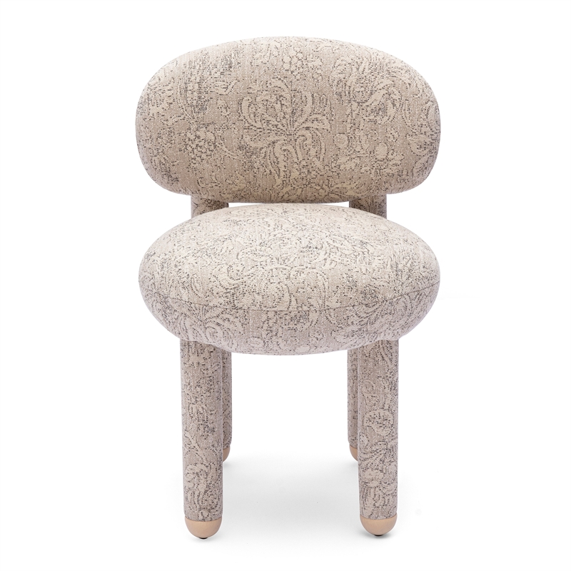Manu Neutral Floral Jacquard Dining Chair