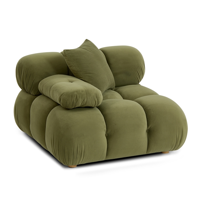 Calliope Olive Green Performance Velvet Modular Corner Chair