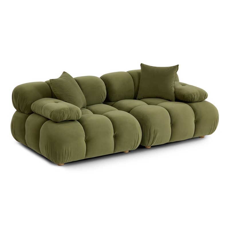 Calliope Olive Green Performance Velvet Modular Loveseat