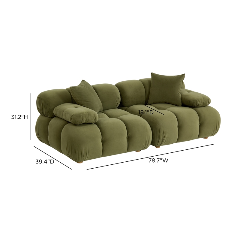 Calliope Olive Green Performance Velvet Modular Loveseat