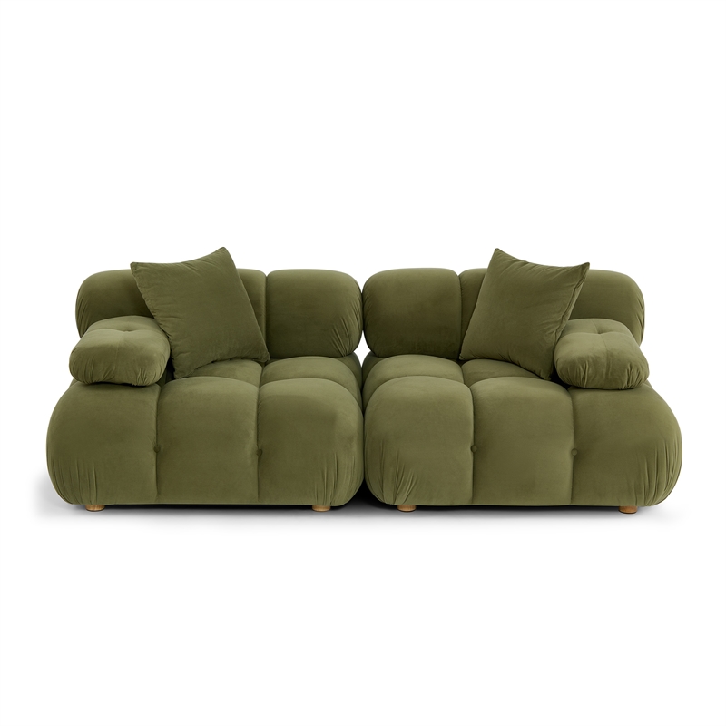 Calliope Olive Green Performance Velvet Modular Loveseat