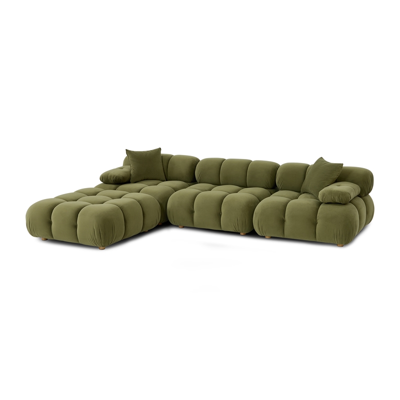Calliope Olive Green Performance Velvet 4-piece Modular Sectional