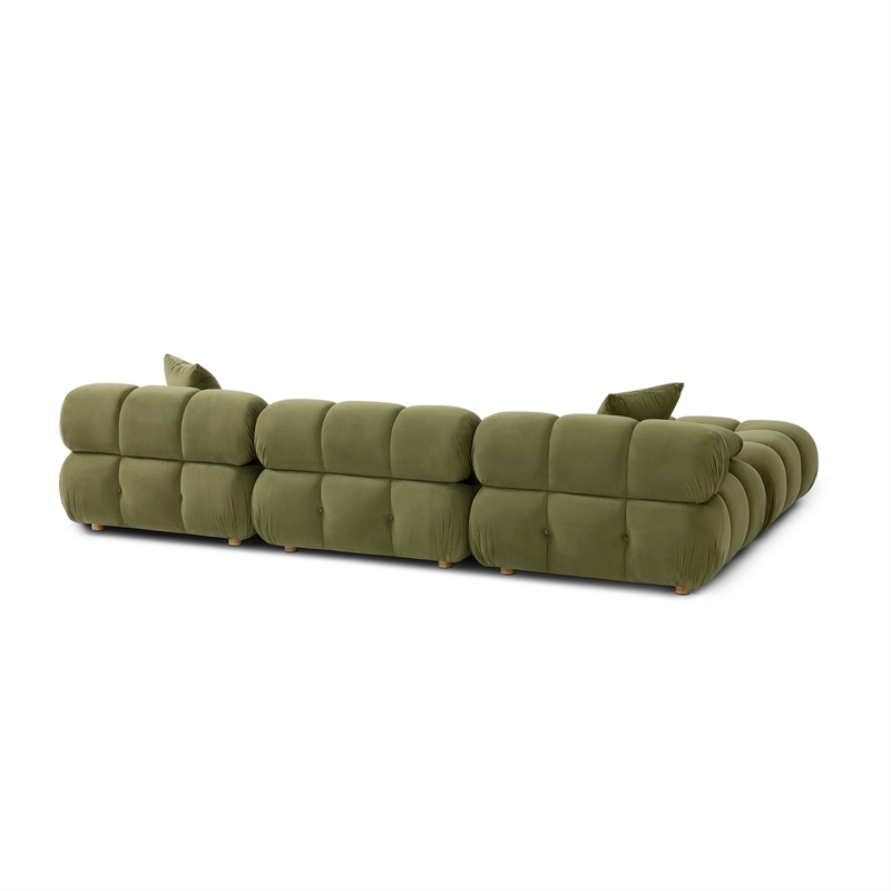 Calliope Olive Green Performance Velvet 4-piece Modular Sectional