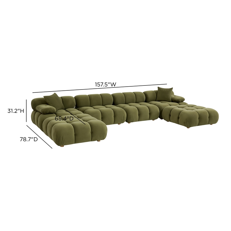 Calliope Olive Green Performance Velvet 6-piece Modular U-Sectional
