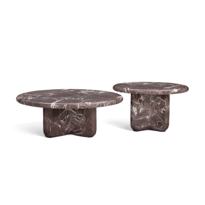 Juju 2-Piece Faux Red Lavento Indoor/Outdoor Nesting Coffee Table Set