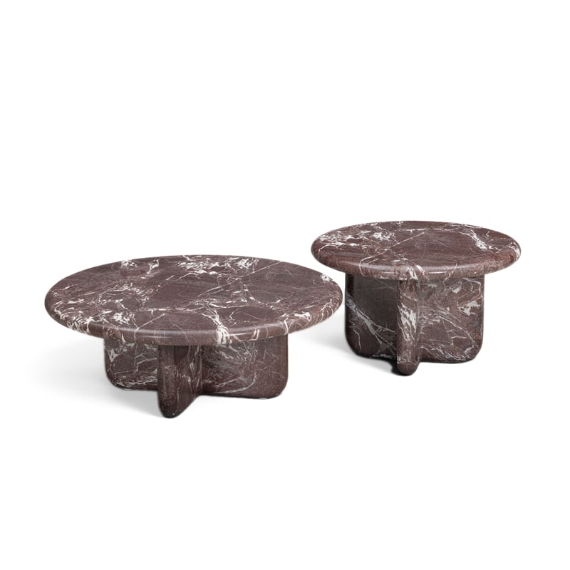 Juju 2-Piece Faux Red Lavento Indoor/Outdoor Nesting Coffee Table Set