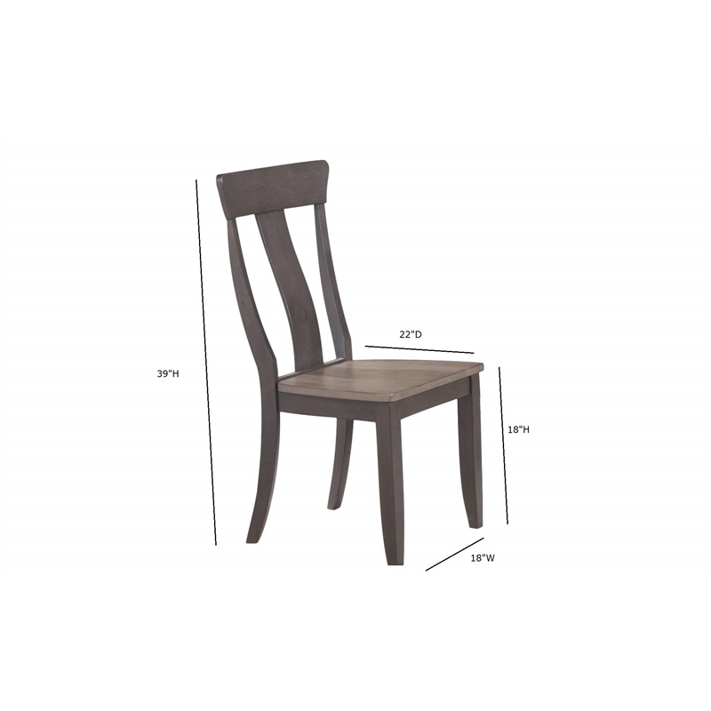 5-Pc Panel Wood Bella Dining Set in Gray/Black Stone