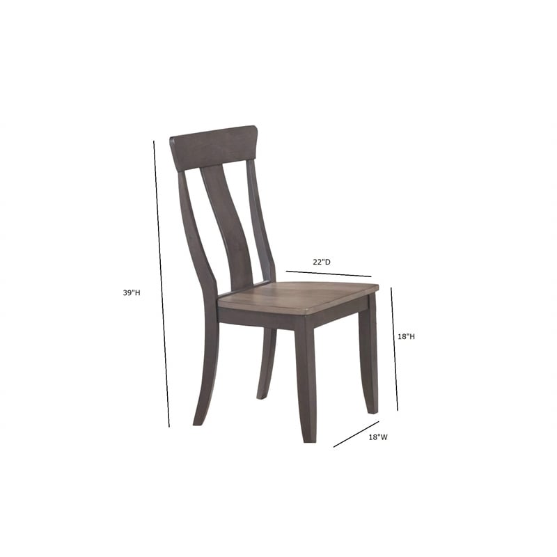 7-Pc Panel Wood Bella Dining Set in Gray/Black Stone