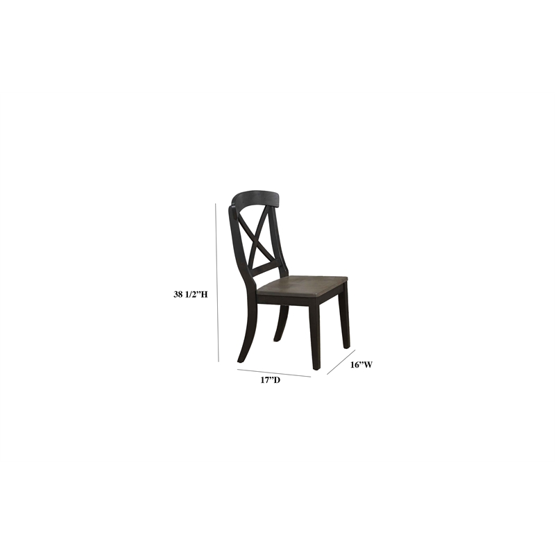 Art Deco Transitional X-Back Wood Dining Set in Gray & Black Stone 5-Piece Set