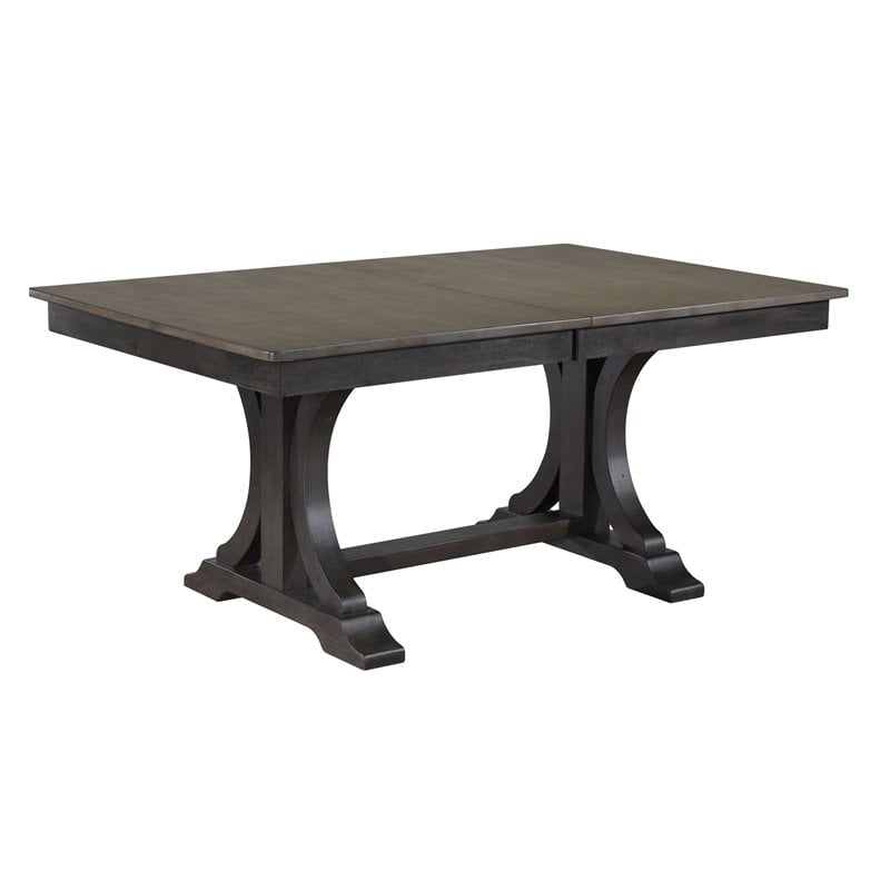 7-Pc Deco Panel Wood Dining Set in Gray/Black Stone