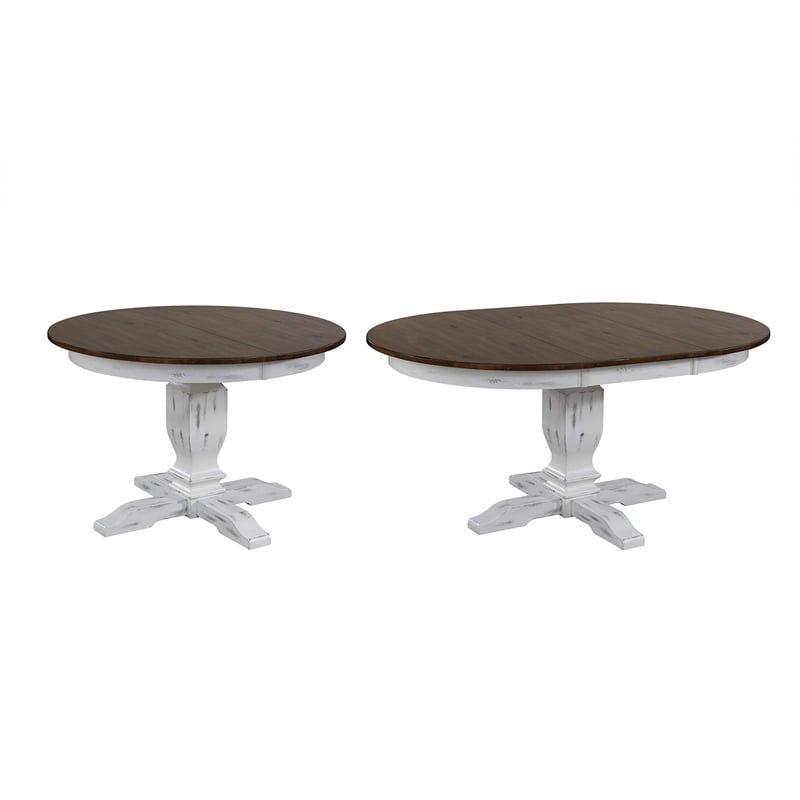 5-Pc Transitional Wood Dining Set in Cocoa/Cotton White
