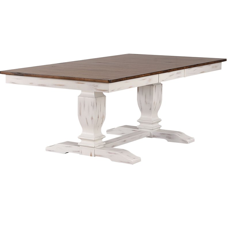 7-Pc Rubberwood Dining Set in Cocoa Brown/Cotton White