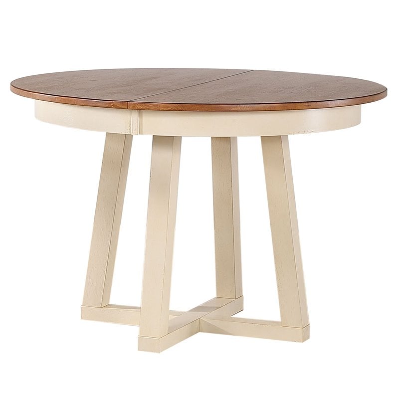7-Pc Panel Wood Cross Pedestal Dining Set in Caramel