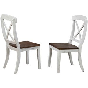 38.5&quot Wood Dining Chair in Cocoa/White (Set of 2)