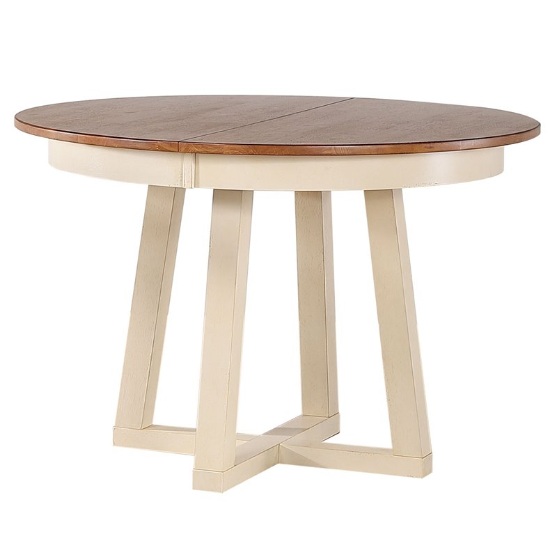 5-Pc Double X-Back Solid Wood Extendable Dining Set in Caramel/ Biscotti