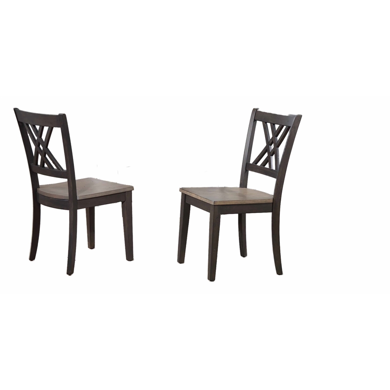 5-Pc Double X-Back Solid Wood Extendable Dining Set in Grey