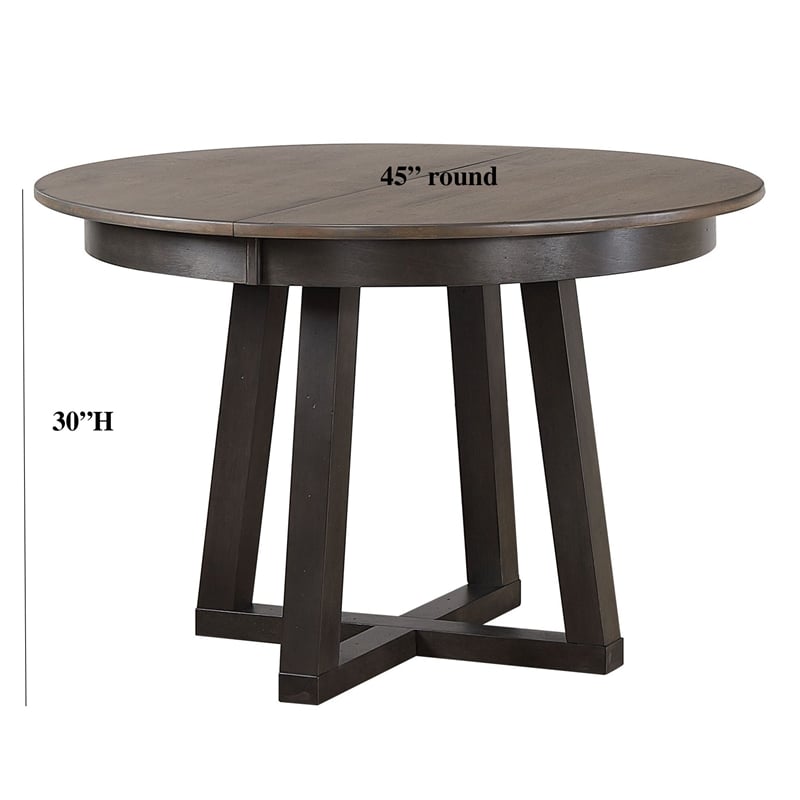 5-Pc Double X-Back Solid Wood Extendable Dining Set in Grey