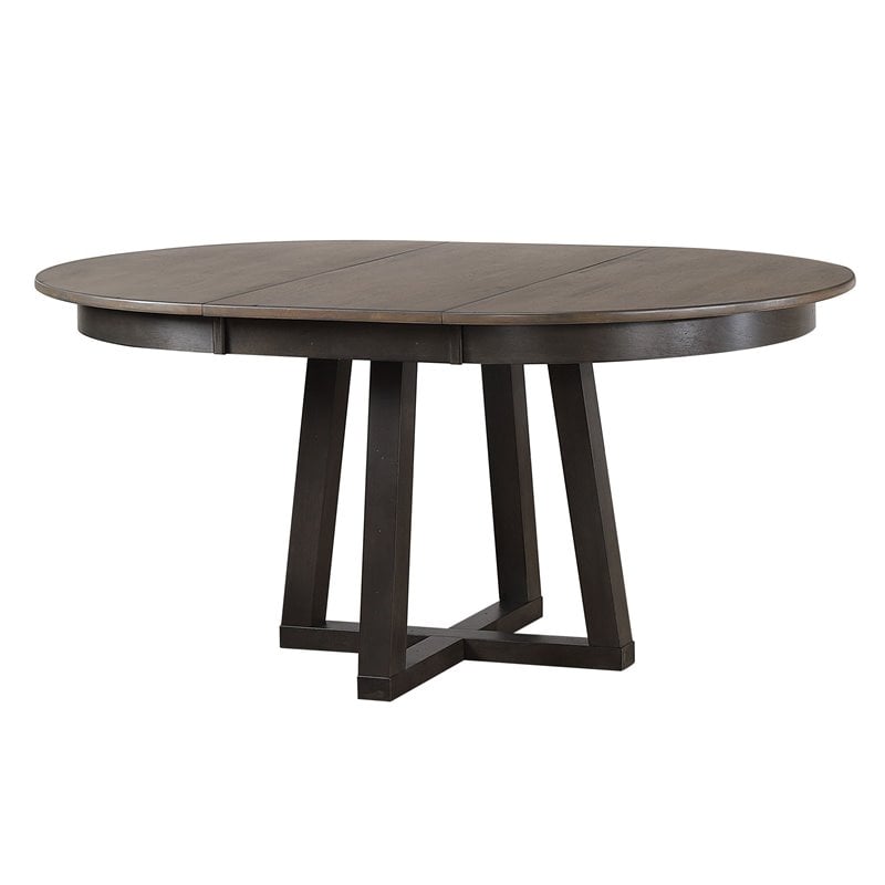 5-Pc Double X-Back Solid Wood Extendable Dining Set in Grey