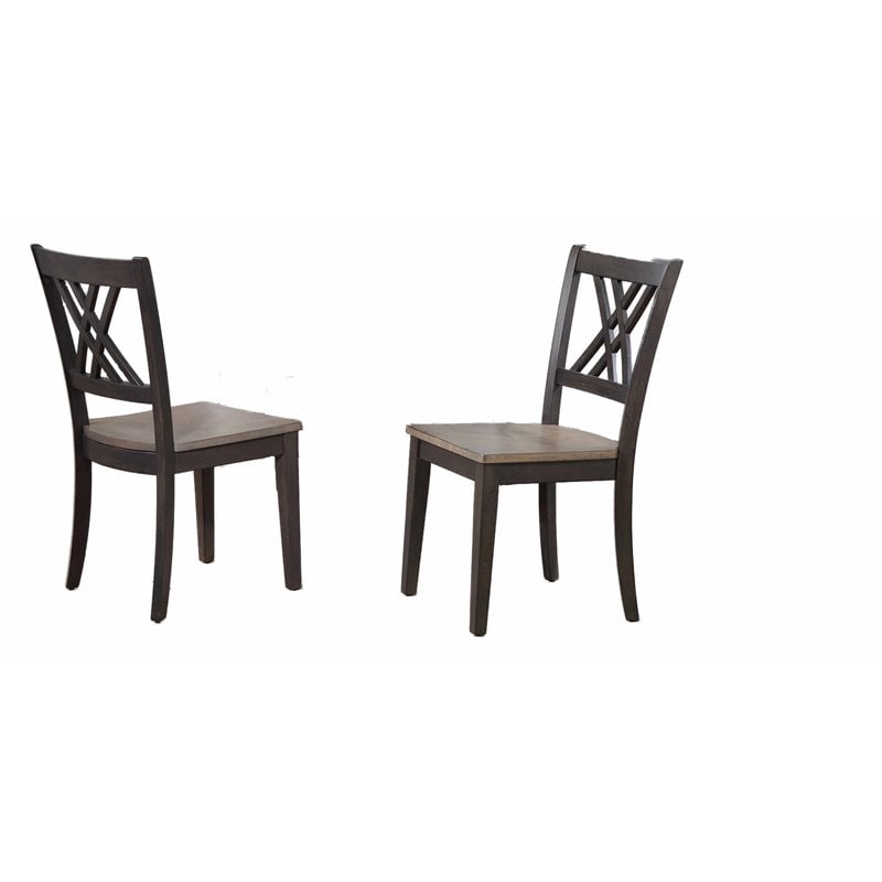 5-Pc Double X-Back Solid Wood Extendable Dining Set in Grey