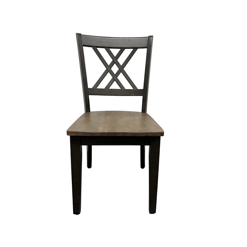 5-Pc Double X-Back Solid Wood Extendable Dining Set in Grey