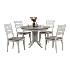5-Piece Ladder Wood Dining Set in Ash/Stormy White