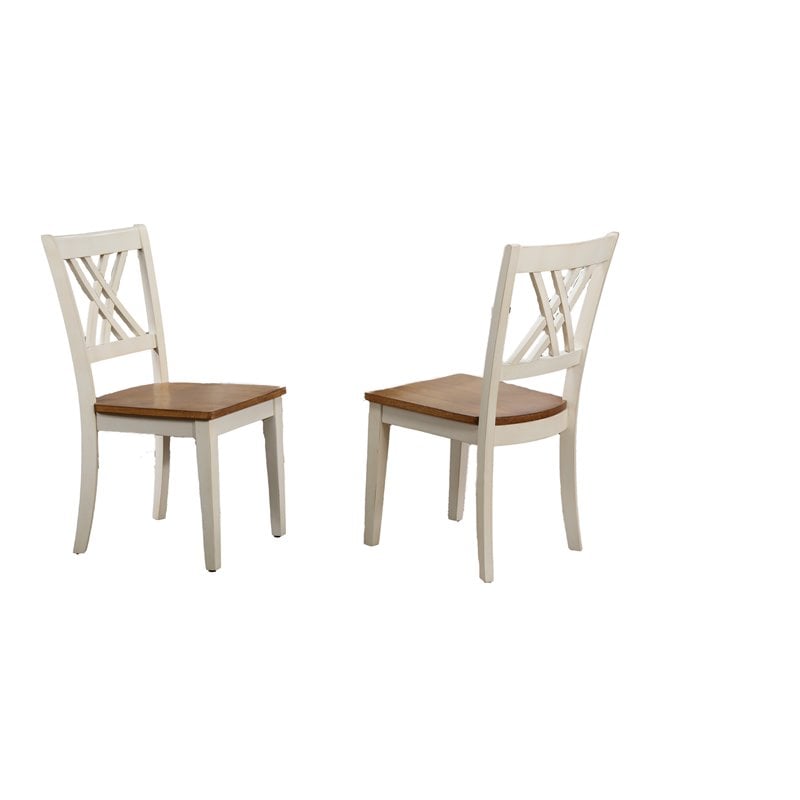 5-Pc Double X-Back Wood Dining Set in Caramel/Biscotti