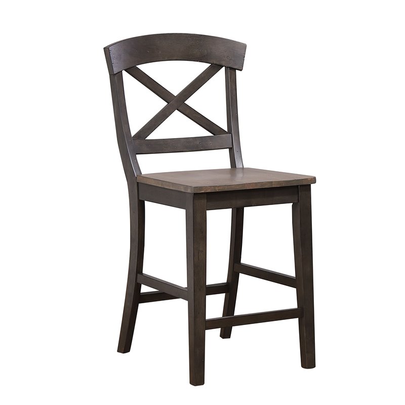 5-Pc X-Back Wood Dining Set in Gray/Black Stone