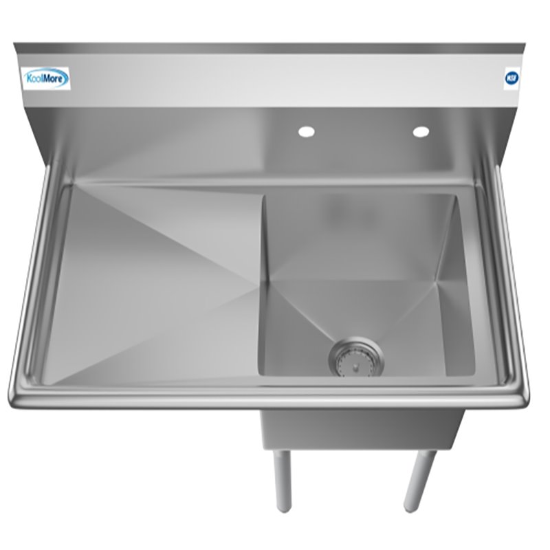 Koolmore 15x15x12 Left NSF Stainless Steel Kitchen Prep/Utility Sink in Silver
