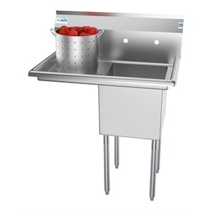 Koolmore 15x15x12 Left NSF Stainless Steel Kitchen Prep/Utility Sink in Silver