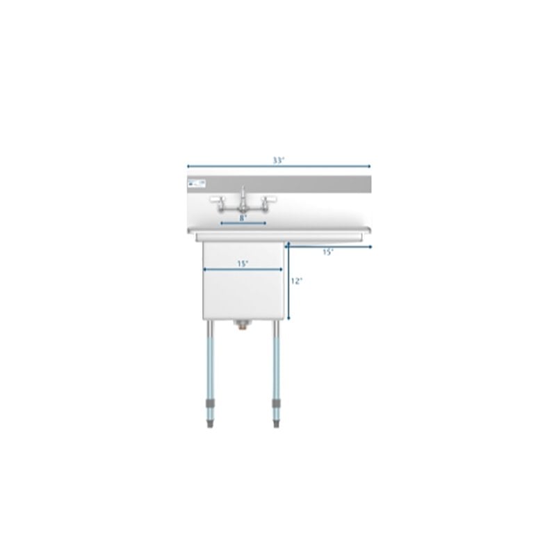Koolmore 15x15x12 Stainless Steel Kitchen Prep/Utility Sink and Faucet in Silver