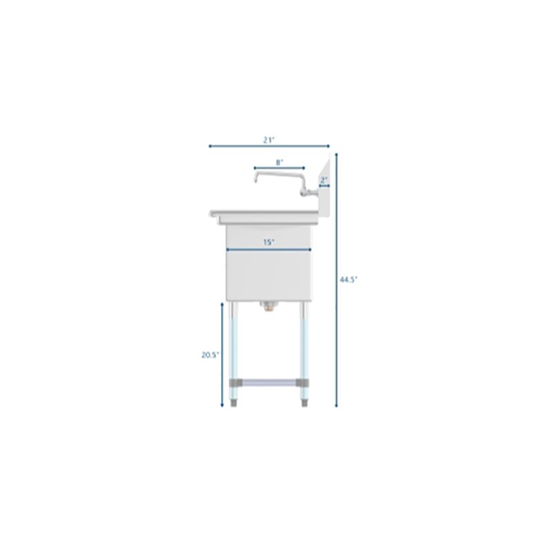 Koolmore 15x15x12 Stainless Steel Kitchen Prep/Utility Sink and Faucet in Silver