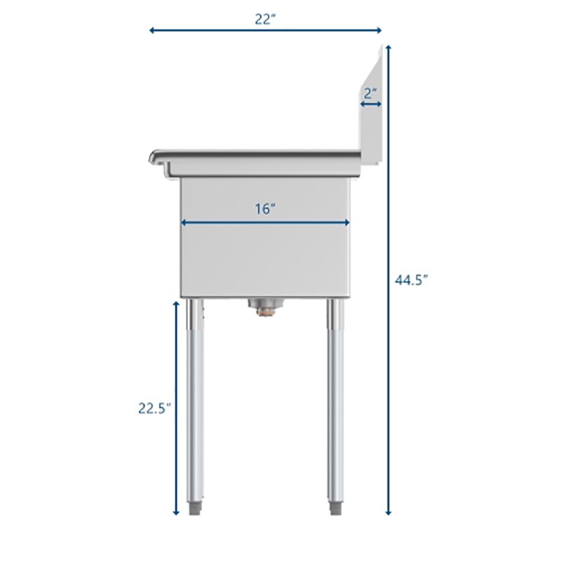 Koolmore 12x16x10 NSF Stainless Steel Kitchen Prep & Utility Sink in Silver