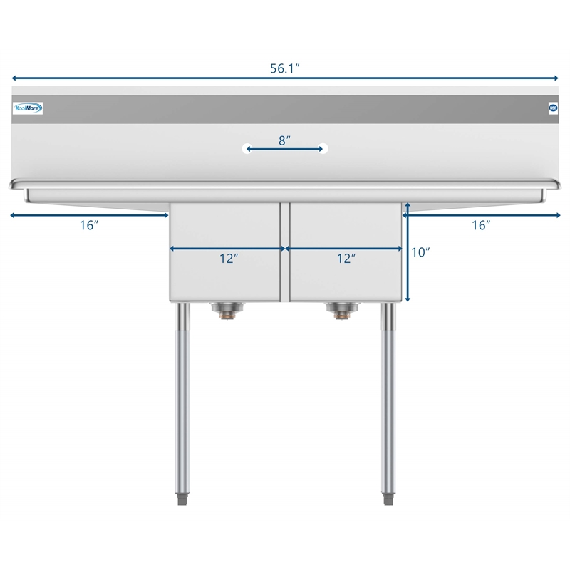 Koolmore 12x16x10 Stainless Steel Kitchen Prep & Utility Sink in Silver