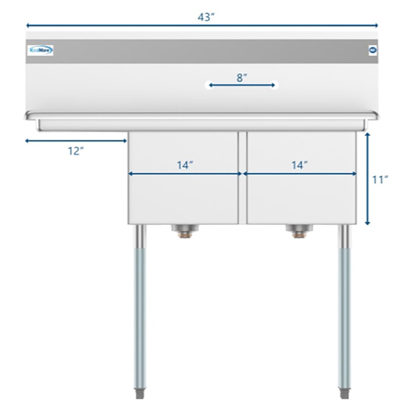 Koolmore 14x16x11 Left Stainless Steel Kitchen Prep & Utility Sink in Silver