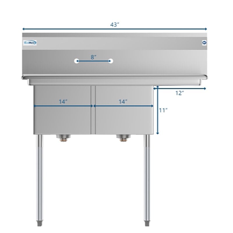 Koolmore 14x16x11 Right Stainless Steel Kitchen Prep & Utility Sink in Silver