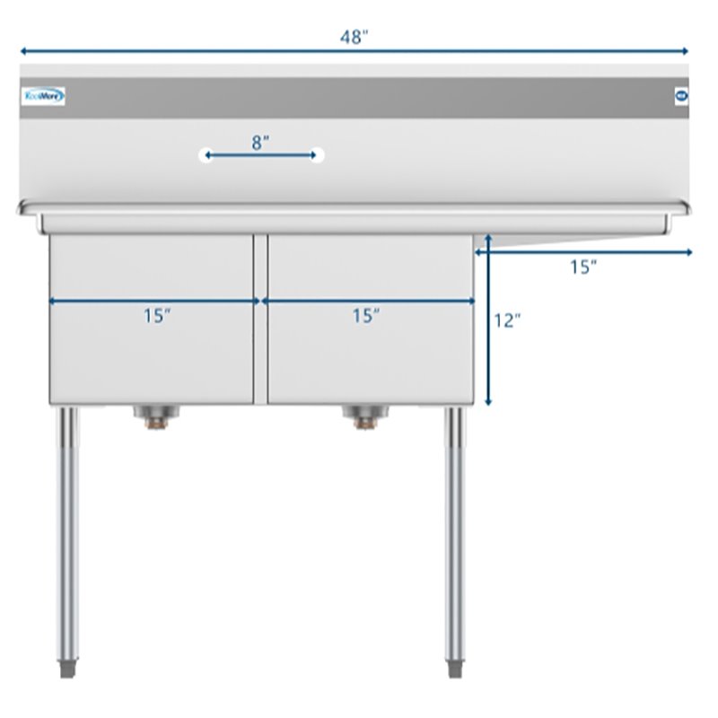 Koolmore 15x15x12 Right Stainless Steel Kitchen Prep & Utility Sink in Silver
