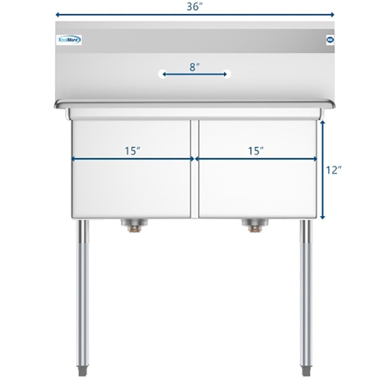 Koolmore 15x15x12 NSF Stainless Steel Kitchen Prep & Utility Sink in Silver