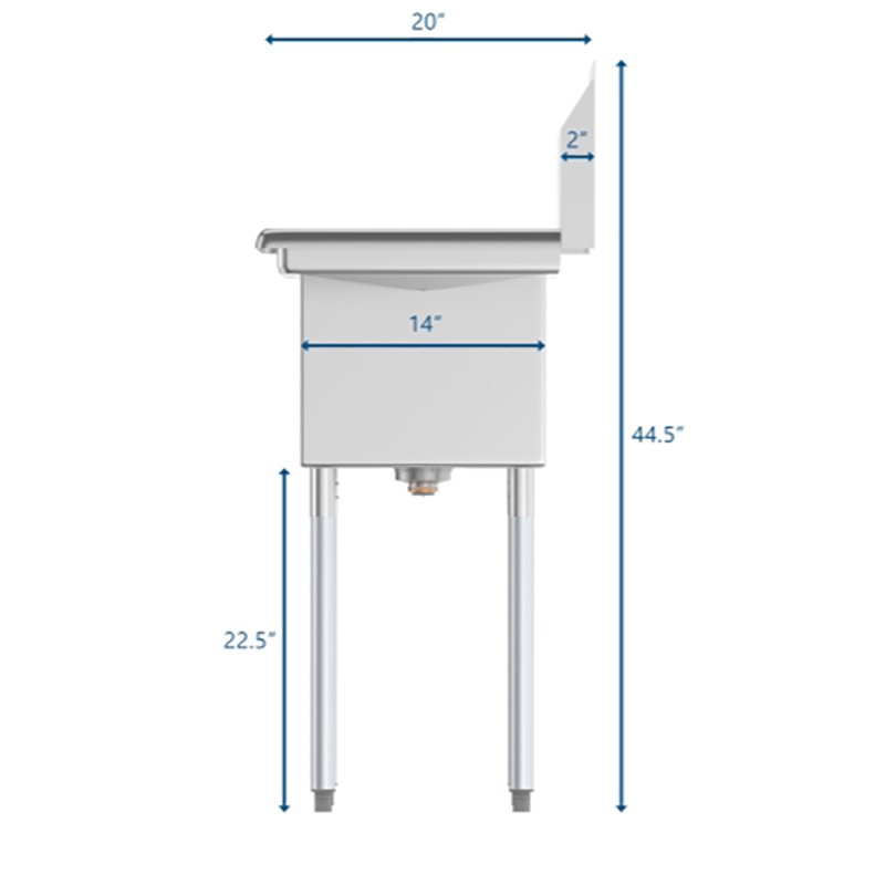 Koolmore 10x14x10 3-Compartment Stainless Steel Kitchen Sink in Silver