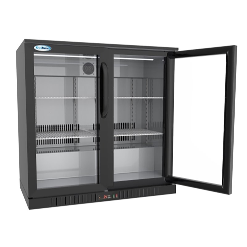 Koolmore 2-Door Metal Back Bar Cooler Counter Height Refrigerator in Black